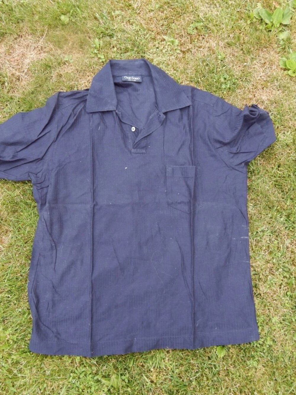 GRAN SASSO Made in Italy Mens Button Front Shirt Size Large NAVY BLUE